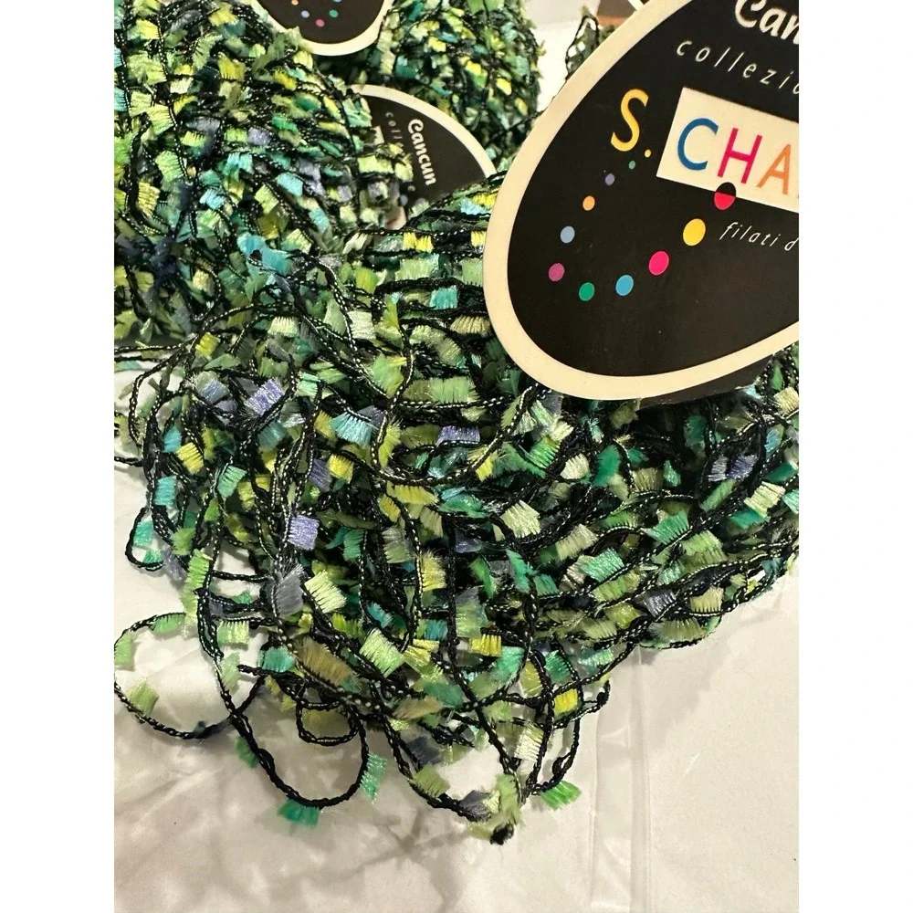 S. Charles Flag Ribbon Yarn Made in Italy Blue & Greens